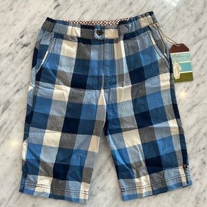 New Axel and Hudson Boys Blue Check Shorts Size 12 Adjustable Waist